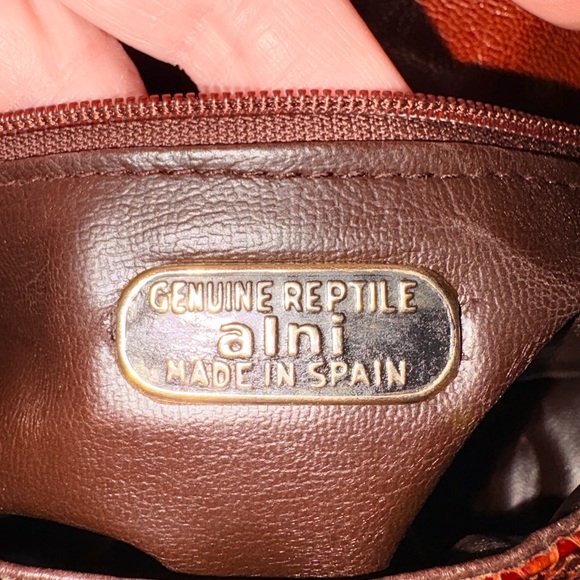 ALNI Spanish Artisan Python Shoulder Bag - Rare Gold Metal Frame Detail - Picture 2 of 15